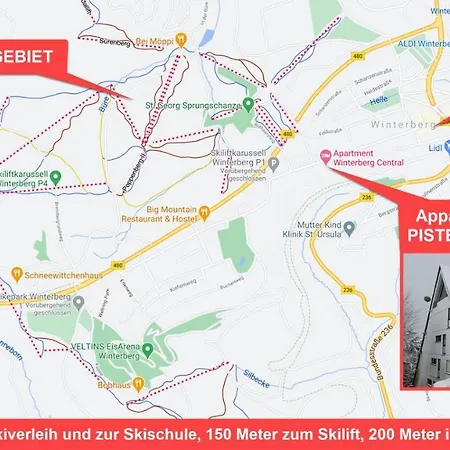 Pistenblume - Skipiste, Stadtzentrum Apartment Winterberg